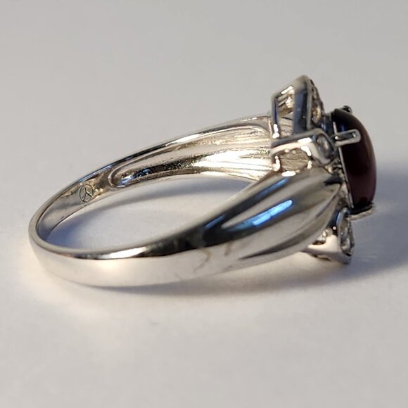 NIB VTG 925 Natural Burmese Star Ruby & White Zircon pave style Ring Size 11 - Picture 6 of 15